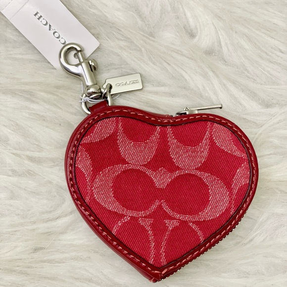 Coach Accessories - Coach Heart Bag Charm In Signature Denim CDC91 denim/Silver/True Red